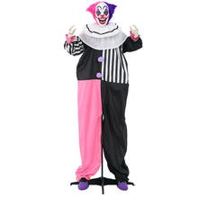 Laden Sie das Bild in den Galerie-Viewer, Halloween Dekoration Stehender Clown 173cm mit LED-Lichter Soundeffekt, pink und lila