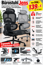 Laden Sie das Bild in den Galerie-Viewer, Der ergonomische Bürostuhl JENS überzeugt durch hohen Sitzkomfort