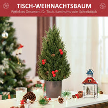 Laden Sie das Bild in den Galerie-Viewer, Mini-Weihnachtsbaum mit roten Beeren und Tannenzapfen – 47 cm
