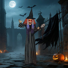Laden Sie das Bild in den Galerie-Viewer, Animierte Halloween-Dekoration – Hexe mit Zepter, LED-Augen, Sound &amp; Bewegung, 160