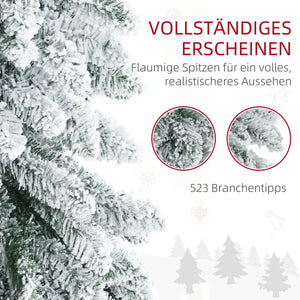 Künstlicher Weihnachtsbaum – 1,8 m, mit Kunstschnee, realistische Optik, schlankes Design, flammhemmend