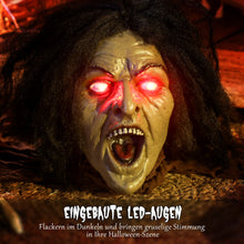 Laden Sie das Bild in den Galerie-Viewer, Halloween Dekoration kriechende Zombi-Oma, LED-Lichter und Soundfunktion, 140 cm