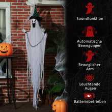 Laden Sie das Bild in den Galerie-Viewer, Animierte Halloween-Dekoration – Hängender Gefangenengeist mit Sound &amp; LED, 204 cm