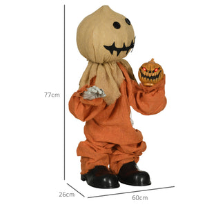 Animierte Halloween-Dekoration – Vogelscheuche mit Bewegung, Sound & LED, 77 cm