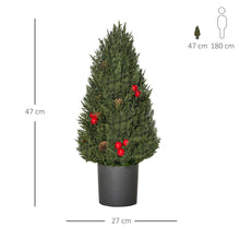 Laden Sie das Bild in den Galerie-Viewer, Mini-Weihnachtsbaum mit roten Beeren und Tannenzapfen – 47 cm