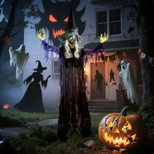 Laden Sie das Bild in den Galerie-Viewer, Animierte Halloween-Dekoration – Lebensgroße Hexe mit Sound &amp; LED, 183 cm