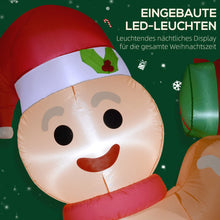 Laden Sie das Bild in den Galerie-Viewer, Aufblasbarer Lebkuchenmann mit Herzen, 245 cm mit LED-Beleuchtung. Weihnachten Deko Luftfigur wetterfest