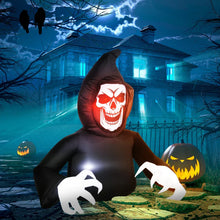 Laden Sie das Bild in den Galerie-Viewer, Aufblasbare Halloween-Dekoration – Aufblasbarer Sensemann mit LED-Beleuchtung, 180 cm)