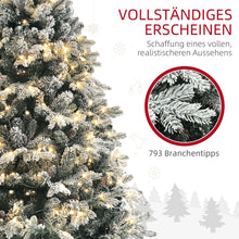 Laden Sie das Bild in den Galerie-Viewer, Weihnachtsbaum mit LED-Beleuchtung und Kunstschnee – 1,8 m, flammenhemmend, stabiler Metallfuß
