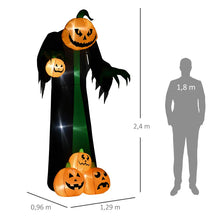 Laden Sie das Bild in den Galerie-Viewer, Aufblasbare Halloween-Dekoration – Kürbisgeist mit LED-Beleuchtung, 240cm