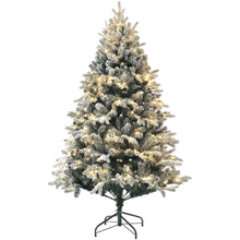 Laden Sie das Bild in den Galerie-Viewer, Weihnachtsbaum mit LED-Beleuchtung und Kunstschnee – 1,8 m, flammenhemmend, stabiler Metallfuß