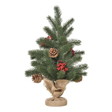 Laden Sie das Bild in den Galerie-Viewer, Mini-Weihnachtsbaum mit Schmuck, rote Beeren und Tannenzapfen – 50 cm Höhe