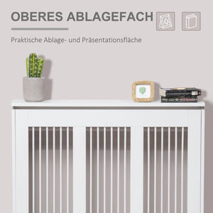 Heizkörperabdeckung mit Lamellendesign & Ablage – Weiß, 90 cm