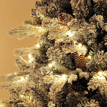 Laden Sie das Bild in den Galerie-Viewer, Weihnachtsbaum mit LED-Beleuchtung und Kunstschnee – 1,8 m, flammenhemmend, stabiler Metallfuß