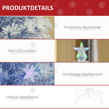 Laden Sie das Bild in den Galerie-Viewer, Künstlicher Weihnachtsbaum, 1,2 m, mit LED-Lichtern und Glasfaser, Weiß/Blau