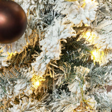 Laden Sie das Bild in den Galerie-Viewer, Künstlicher Weihnachtsbaum, 210 cm, mit LED-Lichterkette, schneebedeckte Zweige, flammhemmend, Metallbasis, Grün