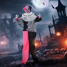 Laden Sie das Bild in den Galerie-Viewer, Halloween Dekoration Stehender Clown 173cm mit LED-Lichter Soundeffekt, pink und lila