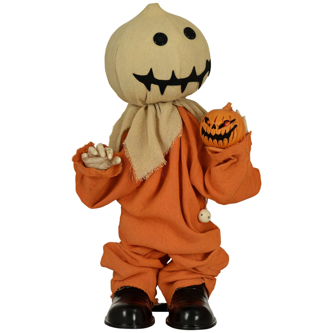 Animierte Halloween-Dekoration – Vogelscheuche mit Bewegung, Sound & LED, 77 cm