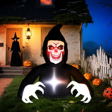 Laden Sie das Bild in den Galerie-Viewer, Aufblasbare Halloween-Dekoration – Aufblasbarer Sensemann mit LED-Beleuchtung, 180 cm)