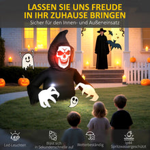 Laden Sie das Bild in den Galerie-Viewer, Aufblasbare Halloween-Dekoration – Aufblasbarer Sensemann mit LED-Beleuchtung, 180 cm)