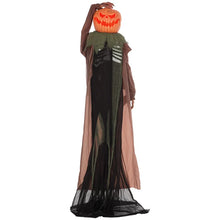Laden Sie das Bild in den Galerie-Viewer, Animierte Halloween-Dekoration – Schädelkürbisgeist mit LED-Augen &amp; Sound, 183 cm