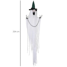 Laden Sie das Bild in den Galerie-Viewer, Animierte Halloween-Dekoration – Hängender Gefangenengeist mit Sound &amp; LED, 204 cm