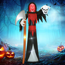 Laden Sie das Bild in den Galerie-Viewer, Aufblasbare Halloween-Dekoration –  XXL-Sensenmann mit Sense und Totenkopf, LED beleuchtet, 370 cm