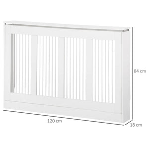 Heizkörperabdeckung mit Lamellendesign & Ablagefläche – Weiß, 120 cm