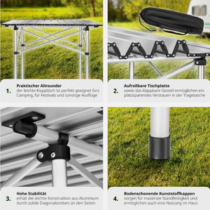 alu campingtisch rolltisch Einrollbarer Aluminium Campingtisch Rolltisch Klapptisch Falttisch Gar – Premium Box GmbH