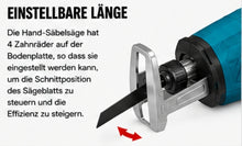 Laden Sie das Bild in den Galerie-Viewer, Sonderposten: Akku-Fuchsschwanz Säge 3000rpm mit 2 Akkus. Mit 4 Sägeblättern. Elektrische Reciprosäge (Säbelsäge)