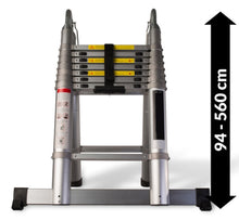Laden Sie das Bild in den Galerie-Viewer, Teleskop-Klappleitern mit Aluminiumringen 320/380/440/500/560 cm
