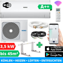 Laden Sie das Bild in den Galerie-Viewer, Split Klimaanlage 12000 BTU Klimagerät mit Wandhalterung. WLAN. Vorbefüllt.