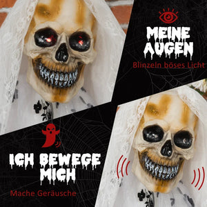 Animierte Halloween 1,78m Dekoration Horror-Braut mit Spezialeffekten und Soundfunktion rote Augen mit Leuchtern