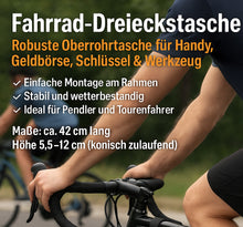 Laden Sie das Bild in den Galerie-Viewer, Fahrrad-Rahmentasche Fahrrad-Dreieckstasche – Robuste Oberrohrtasche 42 cm