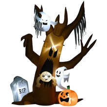 Laden Sie das Bild in den Galerie-Viewer, Aufblasbare Halloween-Dekoration – Geisterbaum mit LED-Beleuchtung &amp; Figuren, 240 cm
