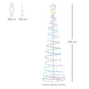 Moderner Spiral-Weihnachtsbaum mit LED-Lichtern – 183 cm