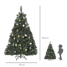 Laden Sie das Bild in den Galerie-Viewer, Künstlicher Weihnachtsbaum – 1,5 m mit LED-Lichtern und Deko