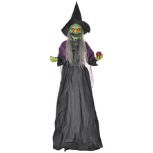 Laden Sie das Bild in den Galerie-Viewer, Lebensgroße Halloween-Hexe mit Giftapfel, Soundfunktion, mit Bewegungssensor und LED-Lichtern, 180 cm