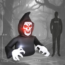 Laden Sie das Bild in den Galerie-Viewer, Aufblasbare Halloween-Dekoration – Aufblasbarer Sensemann mit LED-Beleuchtung, 180 cm)