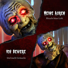 Laden Sie das Bild in den Galerie-Viewer, Lebensgroße animierte Halloween-Dekoration – Hexe mit Laterne, Sound &amp; LED, 150cm