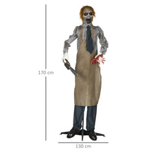 Laden Sie das Bild in den Galerie-Viewer, Animierte Halloween-Dekoration – Kettensägenmörder mit Sound &amp; LED, 170 cm