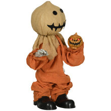 Laden Sie das Bild in den Galerie-Viewer, Animierte Halloween-Dekoration – Vogelscheuche mit Bewegung, Sound &amp; LED, 77 cm