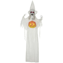 Laden Sie das Bild in den Galerie-Viewer, Lebensgroße alte Halloween-Hexe, Soundfunktion, mit Bewegungssensor und LED-Lichtern, 183 cm, weiß
