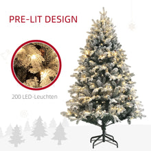 Laden Sie das Bild in den Galerie-Viewer, Weihnachtsbaum mit LED-Beleuchtung und Kunstschnee – 1,8 m, flammenhemmend, stabiler Metallfuß
