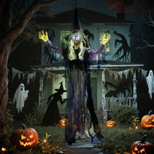 Laden Sie das Bild in den Galerie-Viewer, Animierte Halloween-Dekoration – Lebensgroße Hexe mit Sound &amp; LED, 183 cm