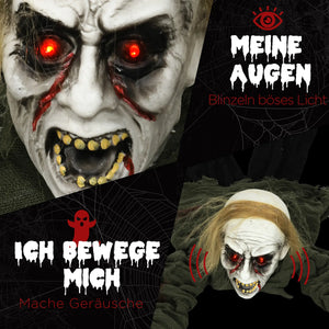 Halloween Dekoration kriechender Zombie 167 cm  LED-Lichter Soundfunktion