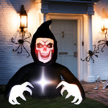Laden Sie das Bild in den Galerie-Viewer, Aufblasbare Halloween-Dekoration – Aufblasbarer Sensemann mit LED-Beleuchtung, 180 cm)