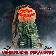 Laden Sie das Bild in den Galerie-Viewer, Animierte Halloween-Dekoration – Schädelkürbisgeist mit LED-Augen &amp; Sound, 183 cm