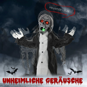 Halloween Dekoration erschreckender Zombie 102 cm LED-Lichter und Soundfunktion