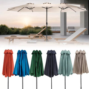 Doppel-Sonnenschirm 460x270 cm UV-Schutz 40+ - Groß, XXL, mit Schutzhülle und Kurbel